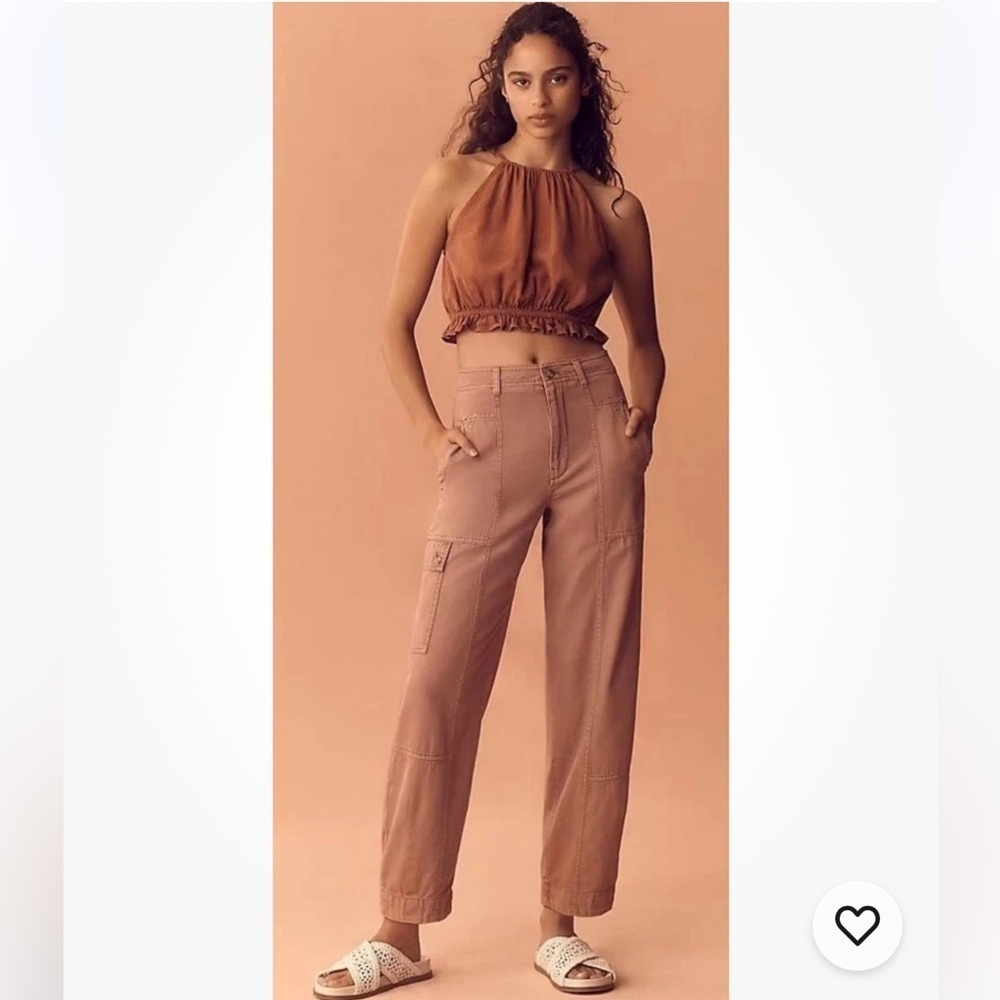 Anthropologie The Carson Utility Barrel Pants Plum Color new with tag Size 2 - Picture 1 of 10